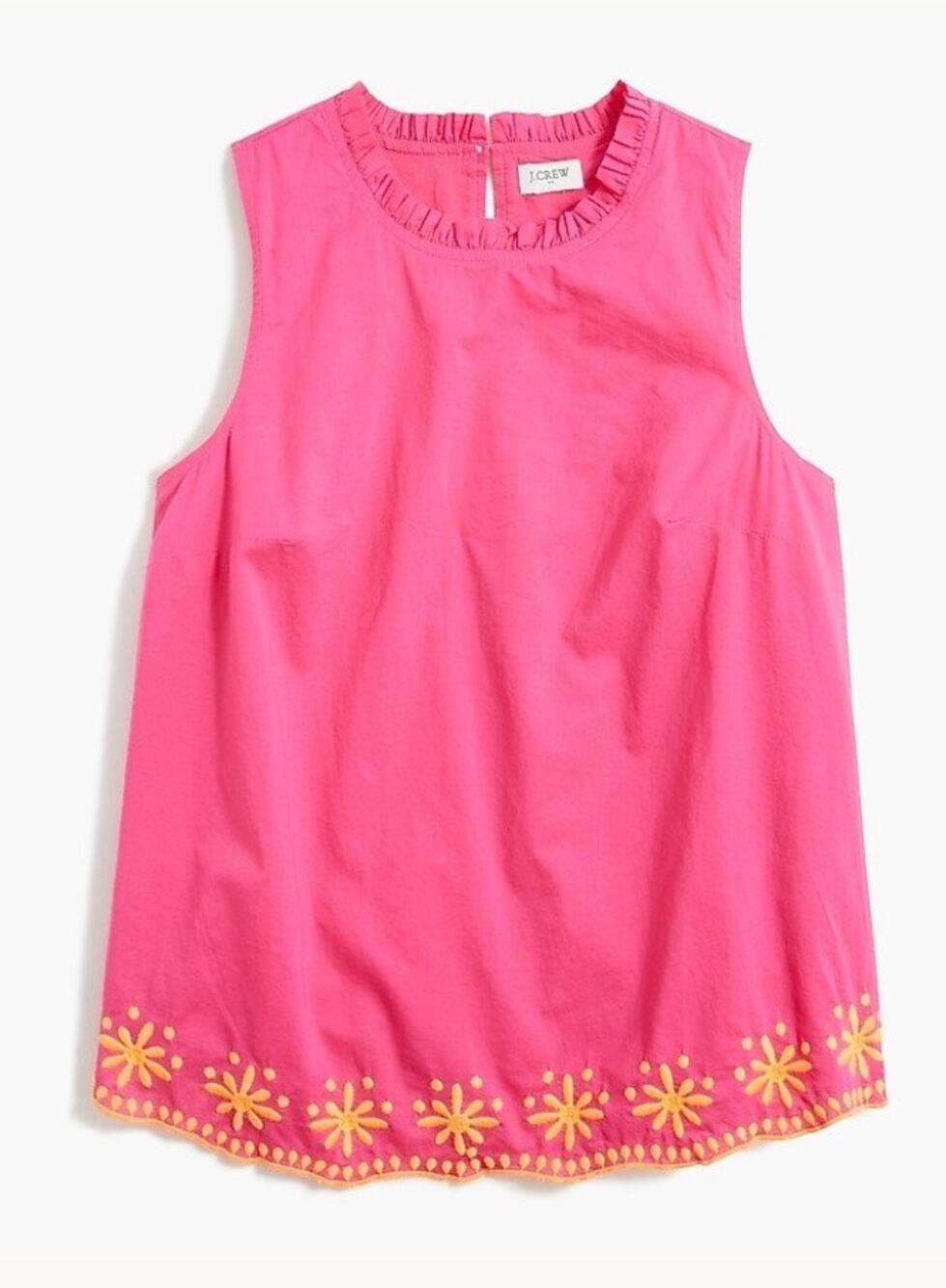 J Crew Hot Pink and Orange Sleeveless Embroidered Top S NWOT